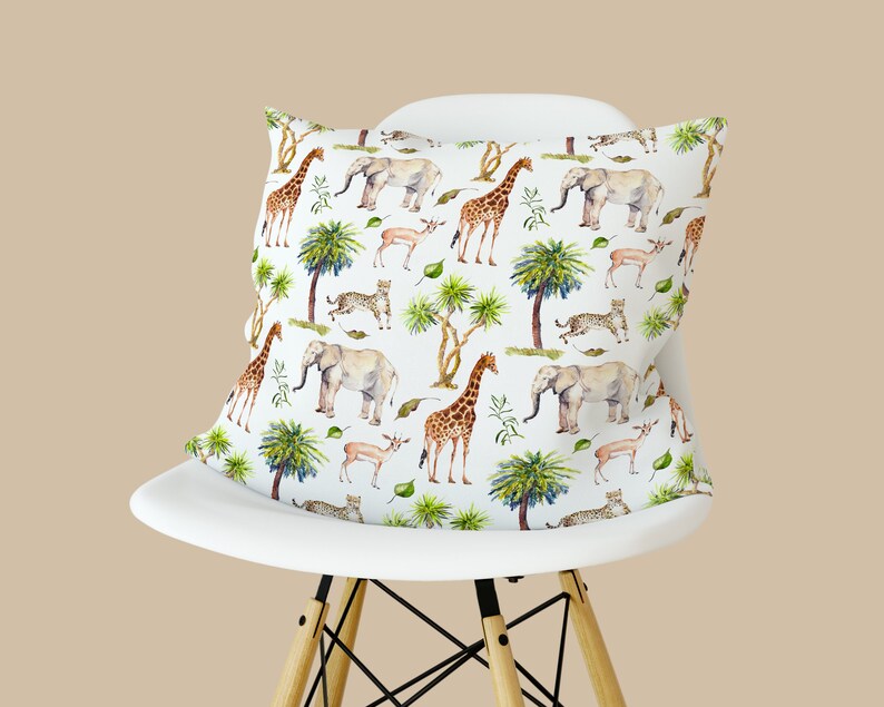Safari Throw Pillow Baby Boy Nursery Jungle Decor Crib Etsy