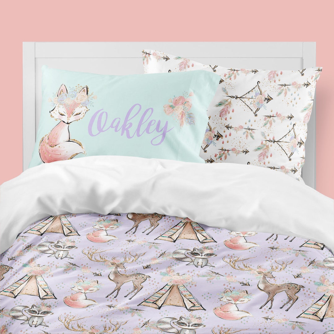 Woodland Girls Room, Boho Girls Bedding, Twin Duvet Covers, Toddler Comforter, Girl Queen Duvet