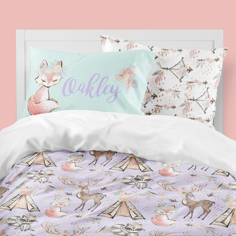 Woodland Girls Room Boho Girls Bedding Twin Duvet Covers Etsy
