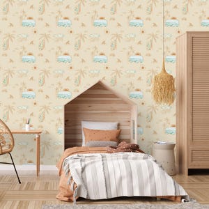 Surfer Wallpaper, Kids Wallpaper, Peel and Stick, Ocean Nursery Wallpaper, Toddler Room Decor, Beachy, Boy, Gender Neutral, Removable