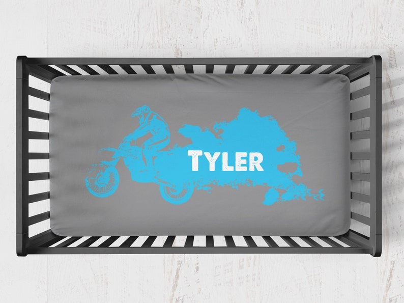 Motocross Crib Bedding Baby Boy Nursery Set Dirt Bike Gray Etsy