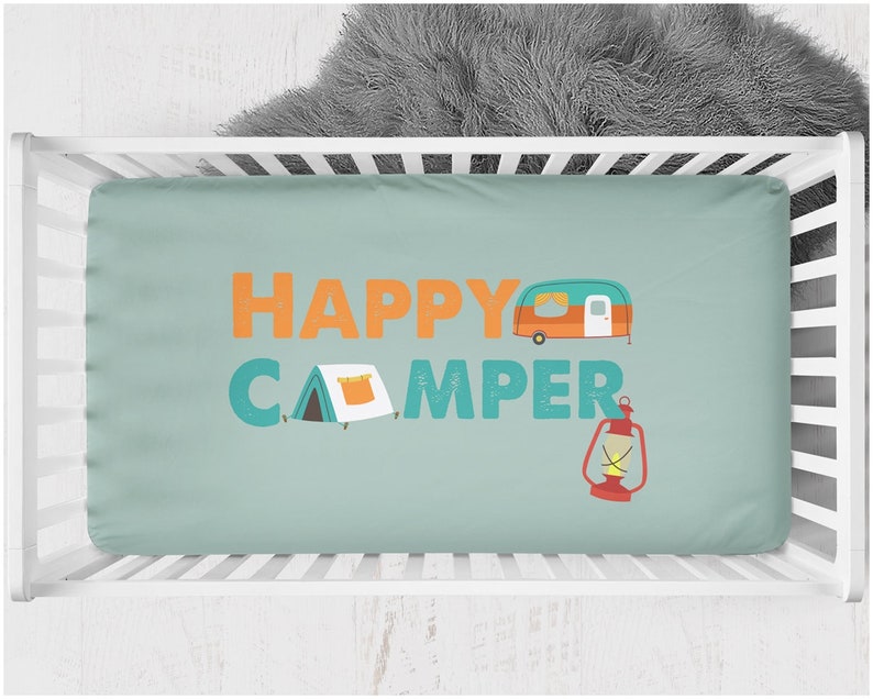 Boy Crib Bedding Camping Woodland Nursery Happy Camper Etsy