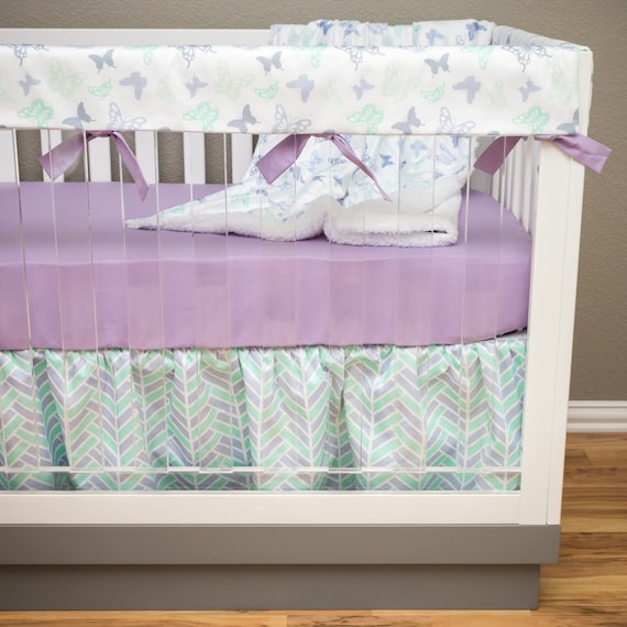 purple butterfly crib set