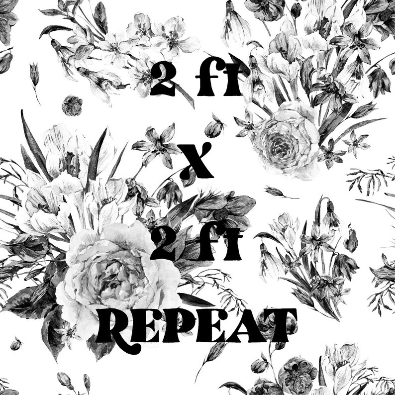 Black and White Floral Wallpaper Removable Wallpaper Nursery Etsy
