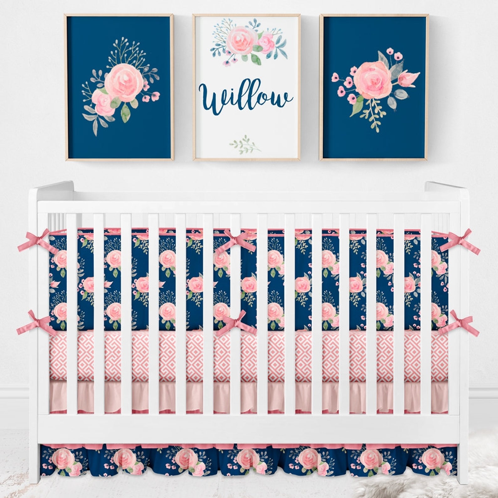 Baby Girl Crib Bedding Set Floral Crib Bedding Modern Floral Etsy
