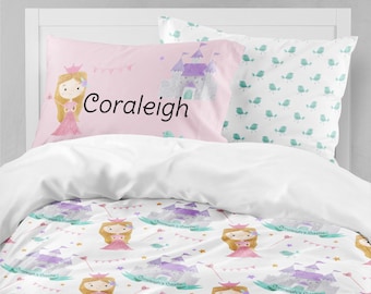 Bedding Set, Girls Room, Princess, Fairy Tale, Toddler Bedding, Comforter, Duvet Cover, Twin, Queen, King, , Personalized, Castle