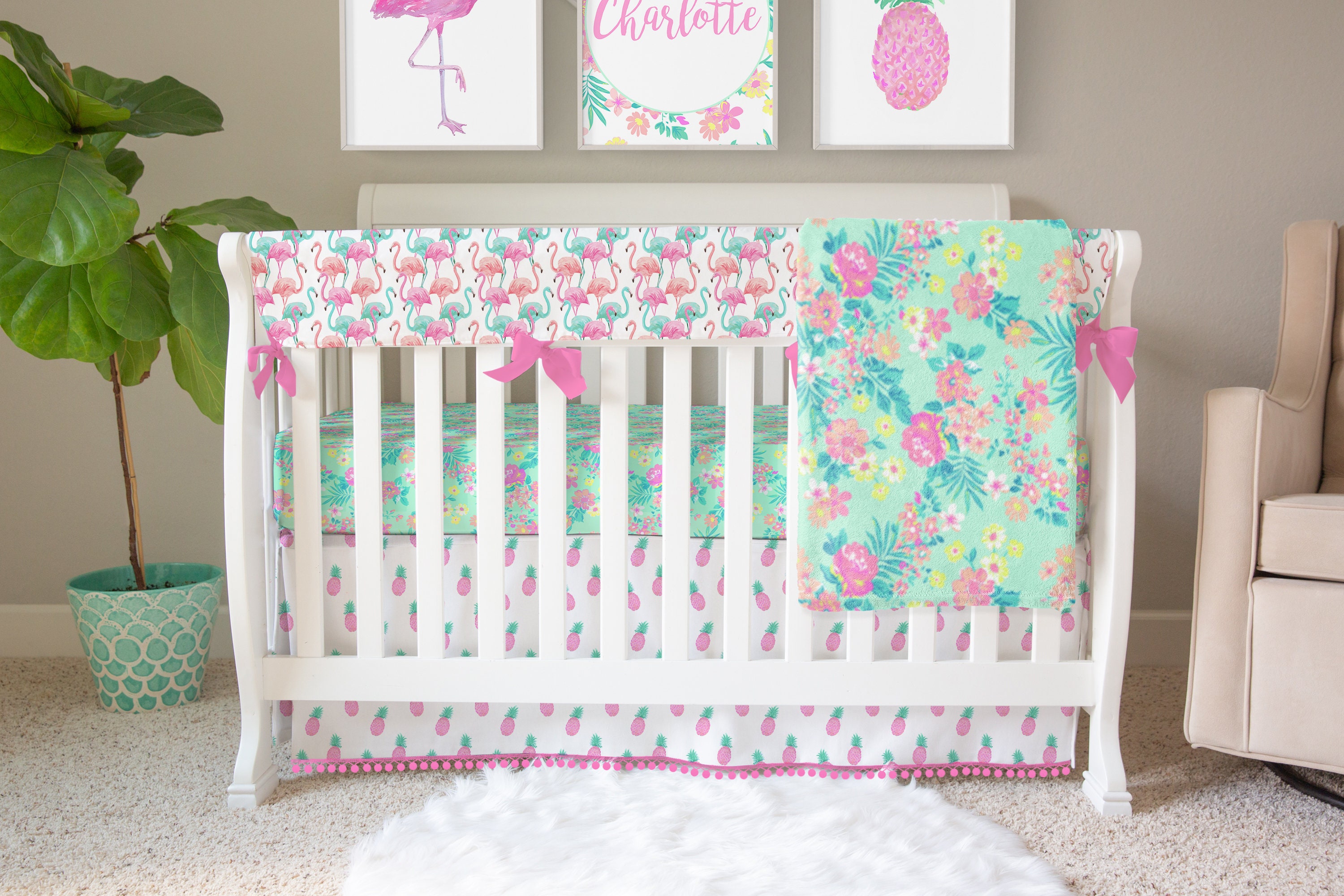 Girl Crib Bedding Tropical Baby Bedding 