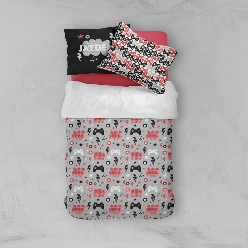 Boy Bedding Set Gamer Gaming Twin Comforter Queen Duvet Etsy