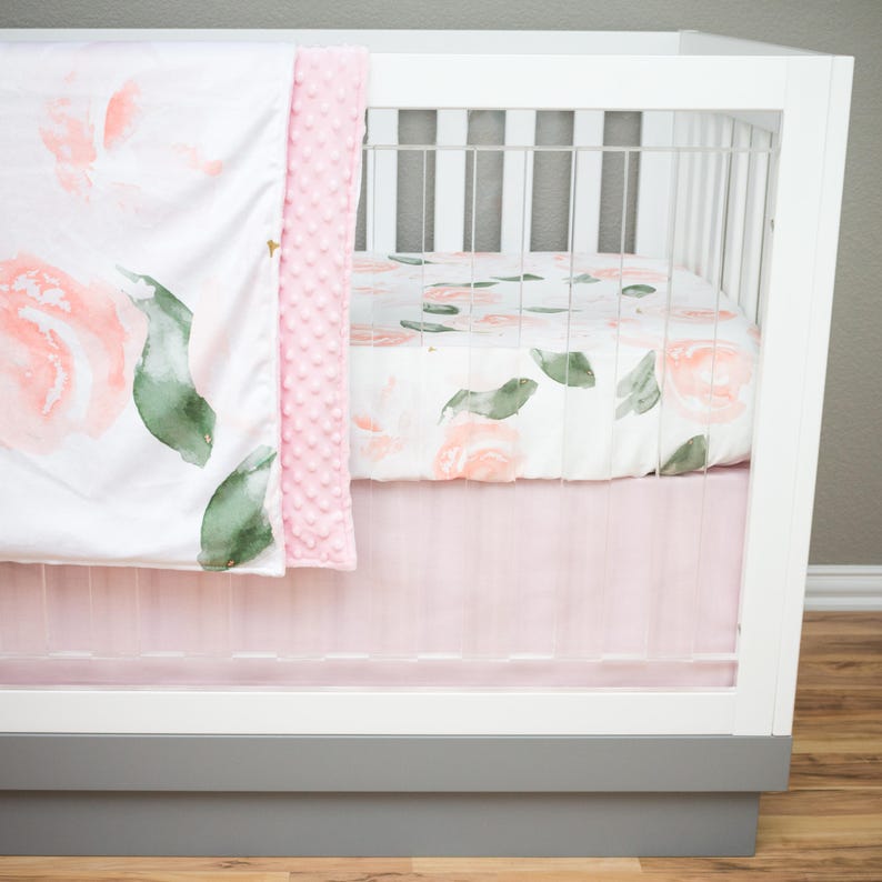 Girl Crib Bedding Floral Crib Bedding Watercolor Floral Etsy
