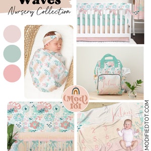 Ocean Baby Blanket, Baby Girl Gift, Coastal Nursery Decor, Personalized Baby Shower Gift, Kid Blanket, Minky, Fleece, Sherpa, Fish, Coral image 6