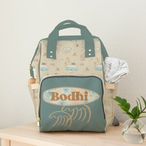 Personalisierter Surfer Windelrucksack: Boho Geschenk für Jungen
