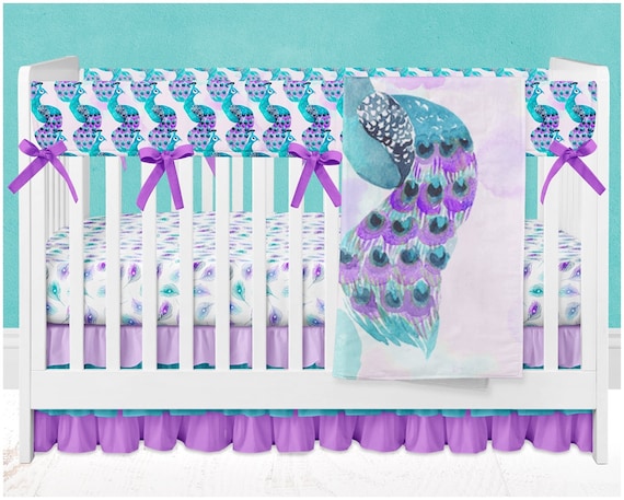 purple and teal crib bedding