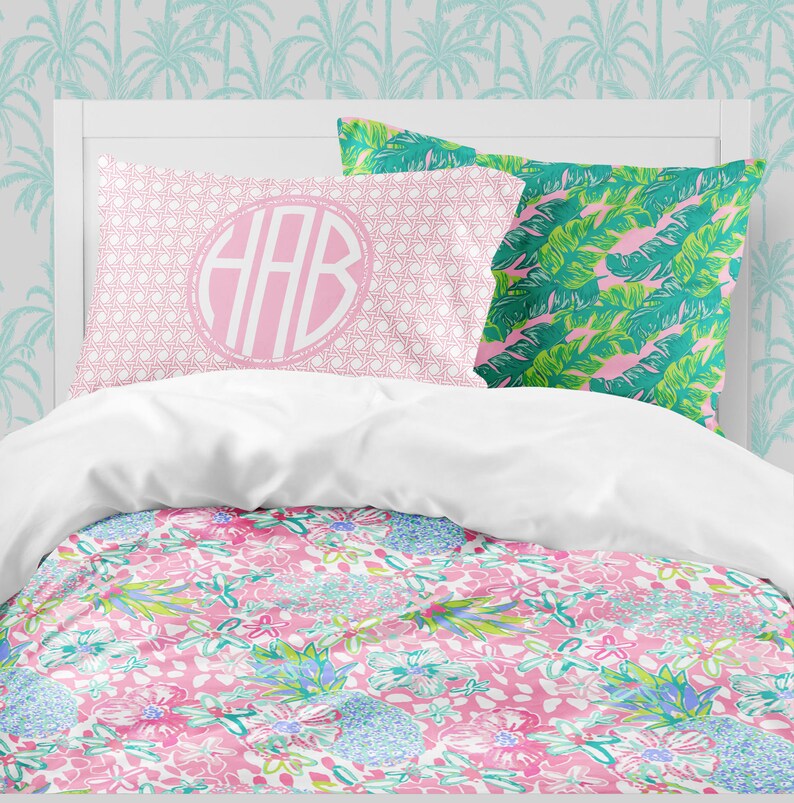 Monogrammed Nursery Rug: Pink Trellis, Preppy Baby Girl Decor image 9