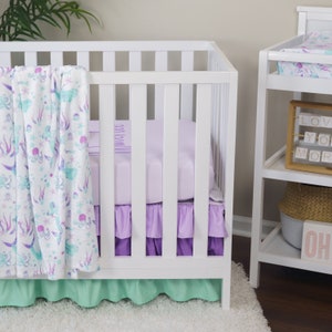 Baby Girl Crib Bedding Set, Mermaid Baby Bedding, Mermaid Nursery Decor, Baby Shower Gift, Personalized Crib Sheet, Baby Blanket, Crib Skirt