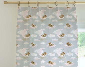 Pink Teddy Bear Curtain Panel