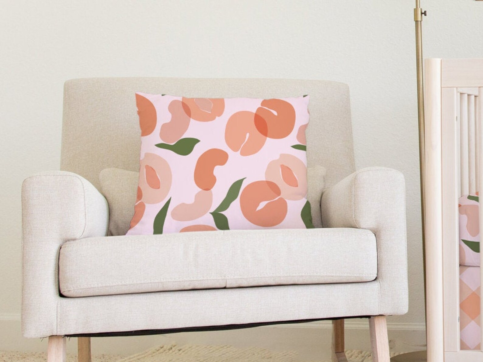 Baby Girl Crib Bedding Peaches Nursery Abstract Floral Baby Etsy