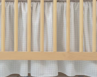 Gathered Crib Skirt | Gingham in Mist Sage