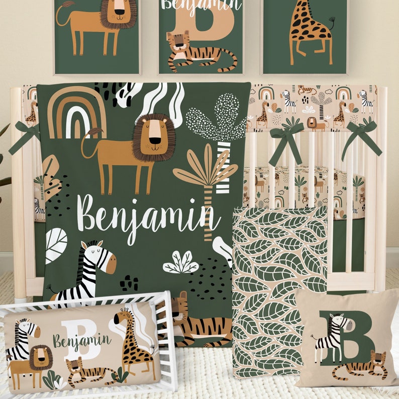 Baby Boy Nursery Bedding Set Jungle Crib Bedding Safari Etsy
