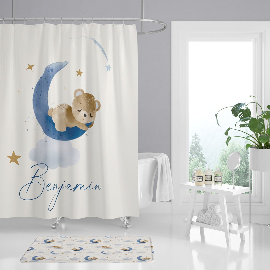 Teddy Bear Shower Curtain Kids Bathroom Decor Boys Room Etsy