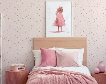 Blush Pink Star Wallpaper: Peel and Stick Nursery Wall Mural