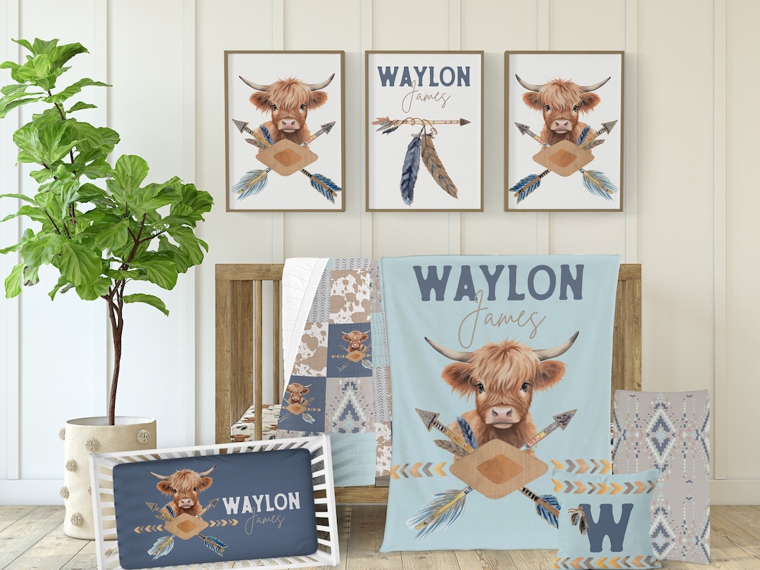 Highland Cow Crib Bedding Set for Your Baby Boy Nursery Mix and Match