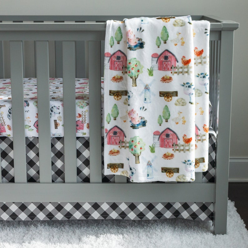 Farm Animal Crib Bedding Boy Baby Bedding Farmhouse Nursery Etsy