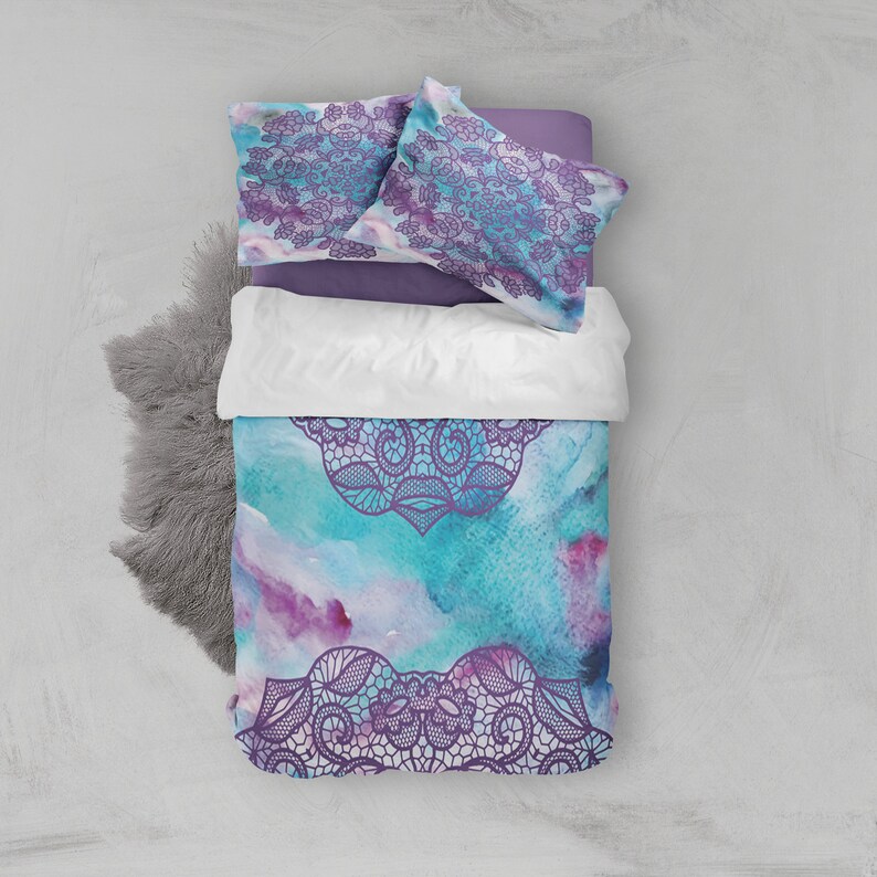 Dorm Bedding Twin XL Comforter Bohemian Girls Room Purple Etsy