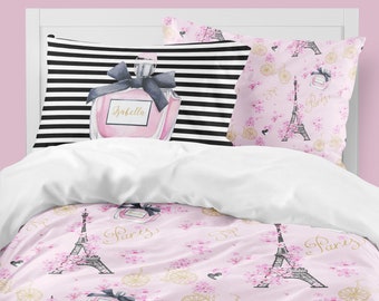 Girl Bedding, Paris Toddler Room, Girls Room Decor, Queen Comforter, Twin Comforter, Full, French, Eiffel Towel, Parisian, Perfume, Beauty,