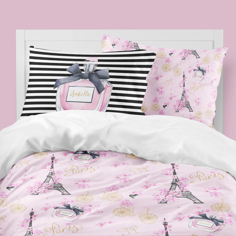 Girl Bedding Paris Toddler Room Girls Room Decor Queen Etsy
