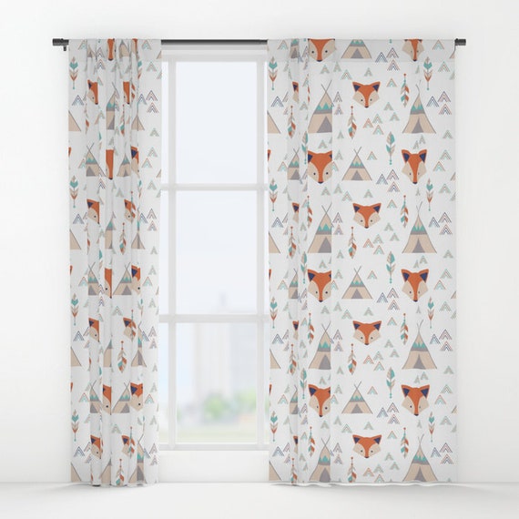 Nursery Curtains For Boy Fox Curtain, Orange Nursery Curtains