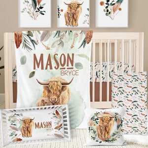 Highland Cow Baby Boy Nursery Bedding Set: Western Decor