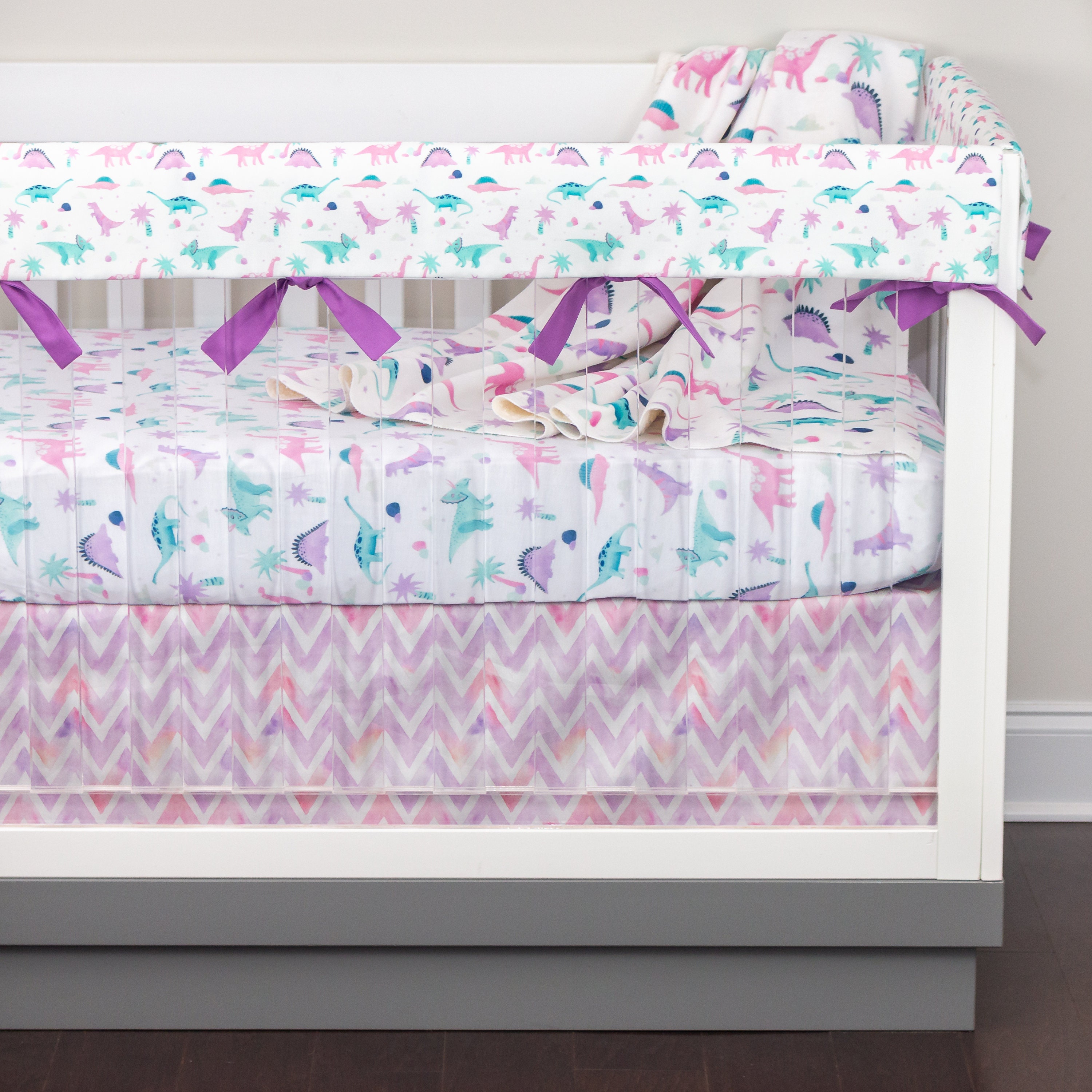 Baby Girl Crib Bedding Girl Dinosaur Nursery Pink and Etsy