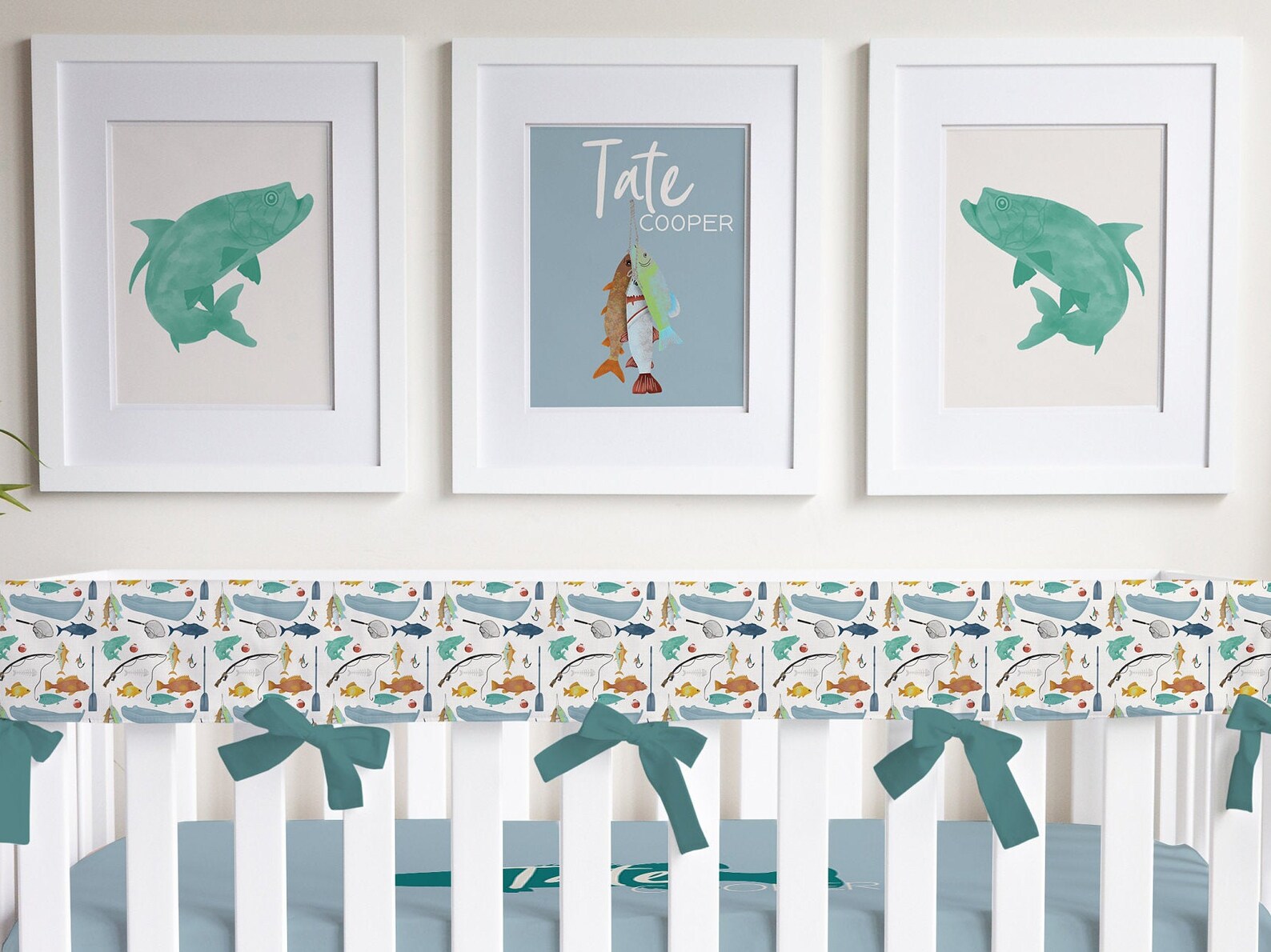 Gone Fishing Baby Boy Crib Bedding Set Boy Nursery Patchwork Etsy