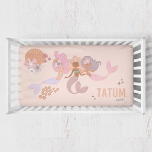 Boho Mermaids Personalized Crib Sheet main image 1