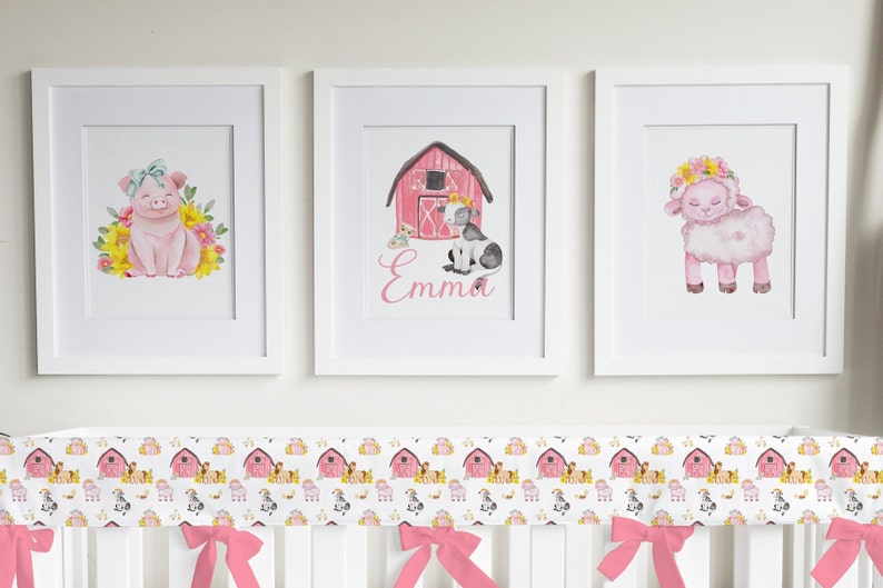 Crib Bedding Set Girl Farm Nursery Cow Baby Bedding Girl Etsy