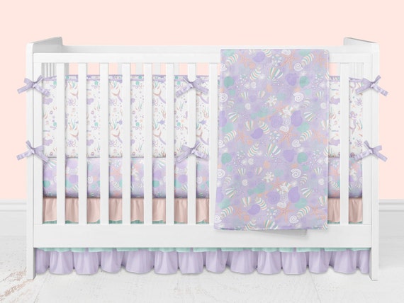 Mermaid Crib Bedding Baby Girl Nursery Lilac Lavender Etsy