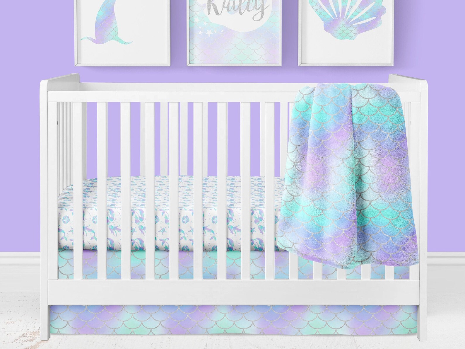 Mermaid Crib Bedding Baby Girl Nursery Baby Bedding Set Etsy