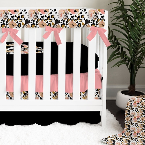 Baby Girl Crib Bedding Set Leopard Nursery Salmon Blush Etsy