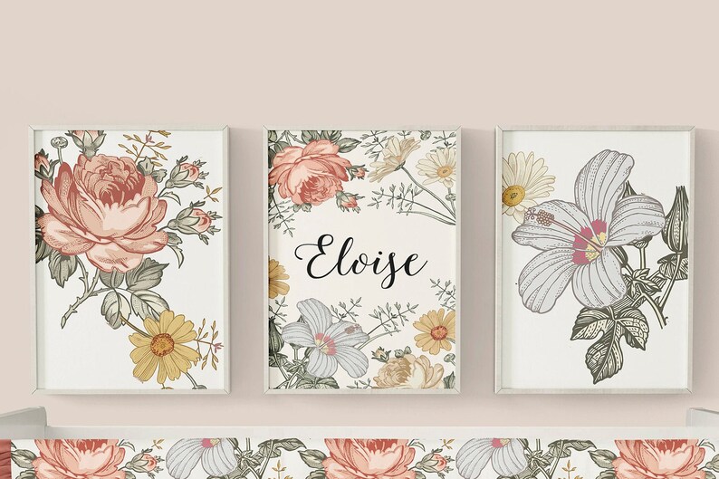 Baby Girl Crib Bedding Set Floral Nursery Vintage Floral Etsy