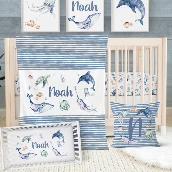 Whale Crib Bedding Etsy