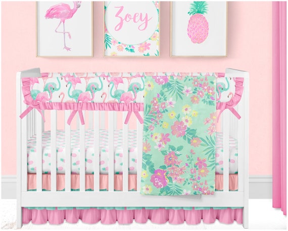 flamingo baby crib bedding