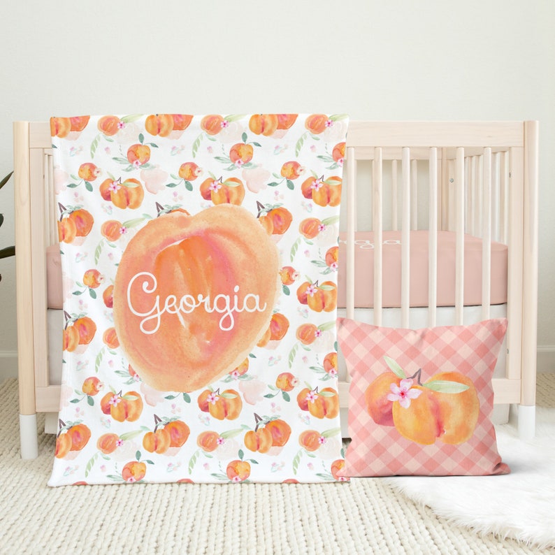 Peach Crib Bedding Set Peach Nursery Floral Girl Etsy