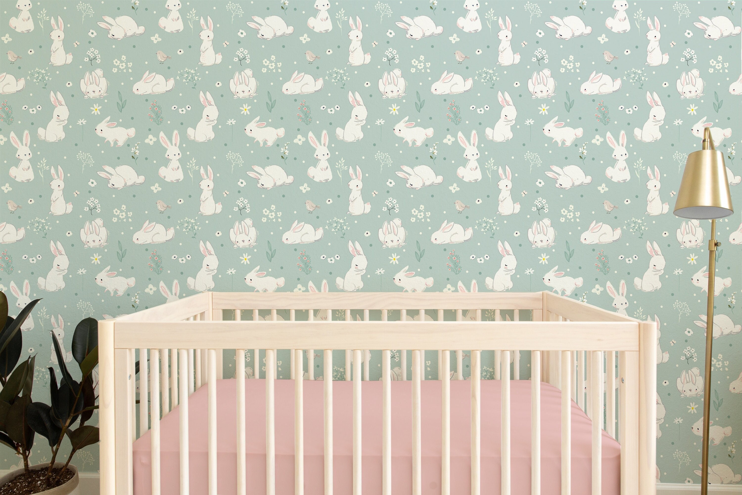 Removable Wallpaper Bunny Wallpaper Rabbit Peel and Stick | Etsy