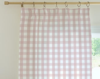 Gingham Curtains: Cottage Rose, Blackout or Sheer, Nursery Decor
