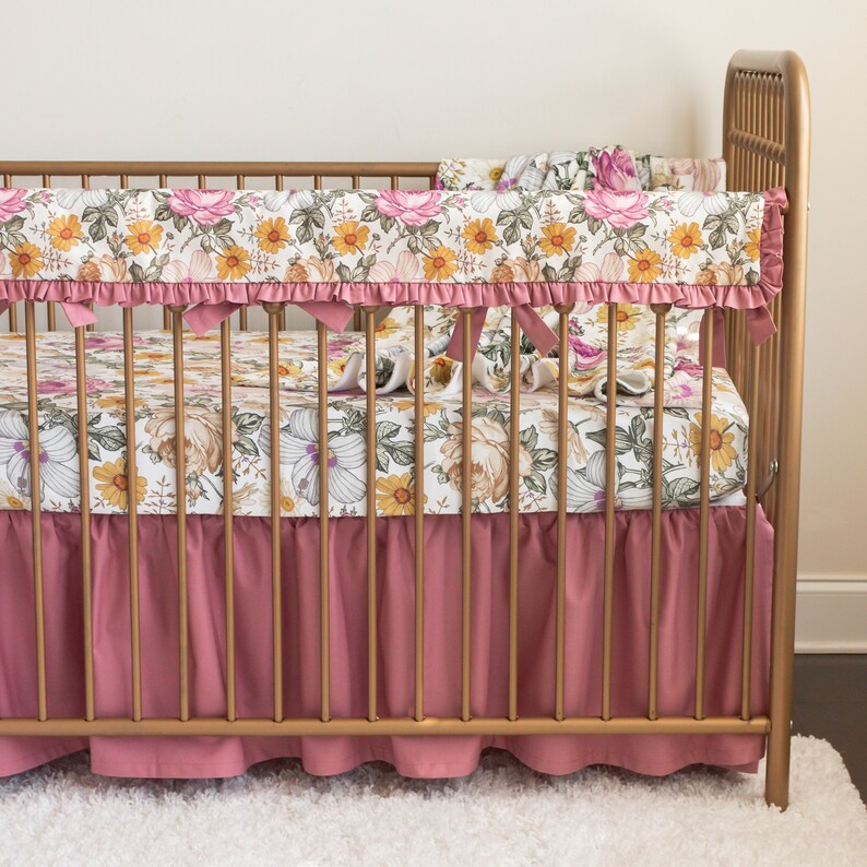 Girl Crib Bedding Vintage Floral Baby Girl Nursery Dusty Etsy