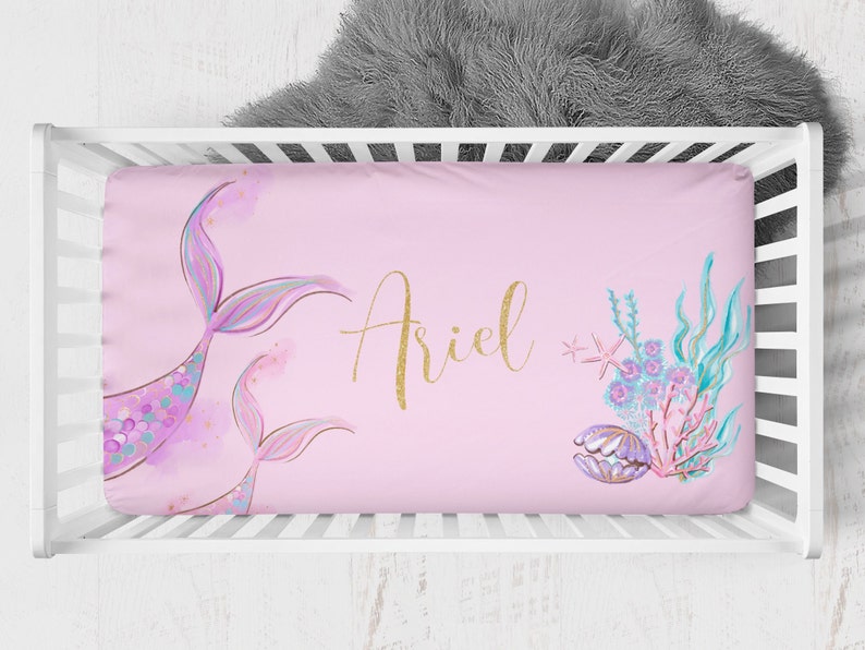 Mermaid Crib Bedding Baby Girl Nursery Set Purple Baby Etsy
