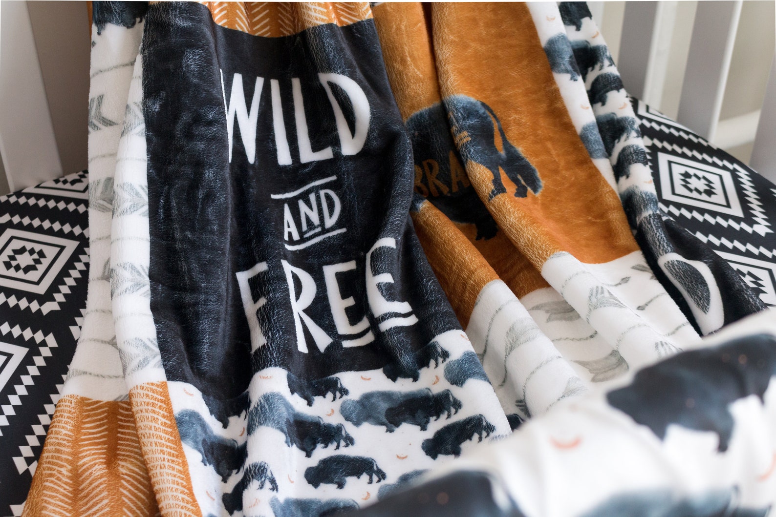 Boy Crib Bedding Rust Mustard Buffalo Baby Boy Nursery Etsy