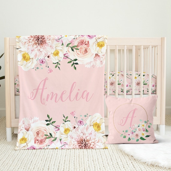 Bebé niña manta cuna edredón alegre floral cuna manta bebé ropa de cama /  guardería lino bebé niña guardería decoración bebé manta -  México