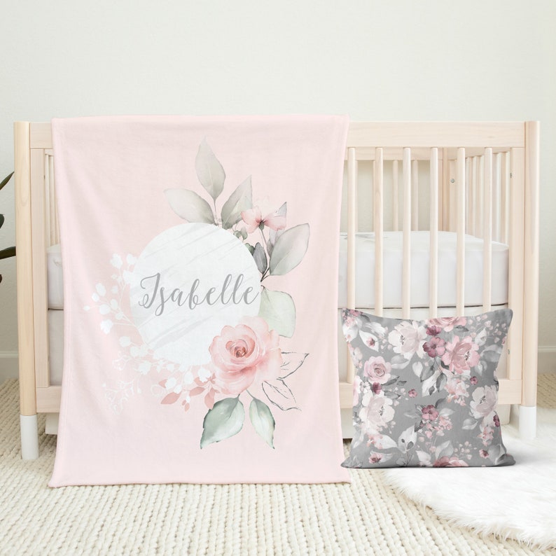 Floral Baby Girl Crib Bedding Set Boho Mauve Pink Etsy