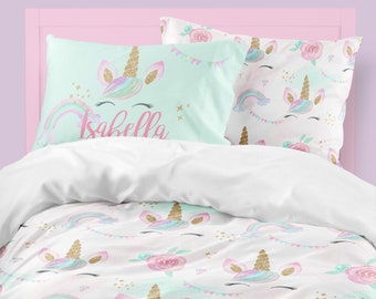 white unicorn bedding